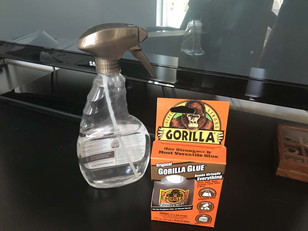 Gorilla-Glue and water spray bottle