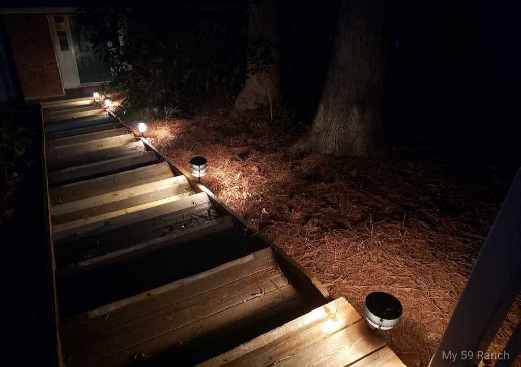 Replace and update Landscaping Pagoda Pathway Lights 11 3 tier pagoda at night staircase