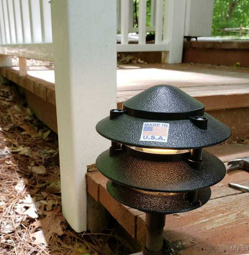 Replace and update Landscaping Pagoda Pathway Lights 8 two tier pagoda installed