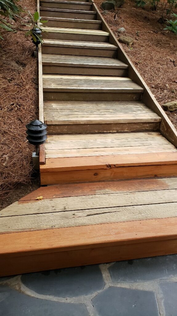 Successful Deck Refinishing and Essential Repair to a Staircase 7 Sanding and Staining a Staircase