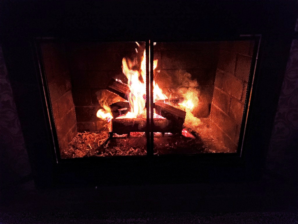 Enjoying the first Fire of the season in our fireplace