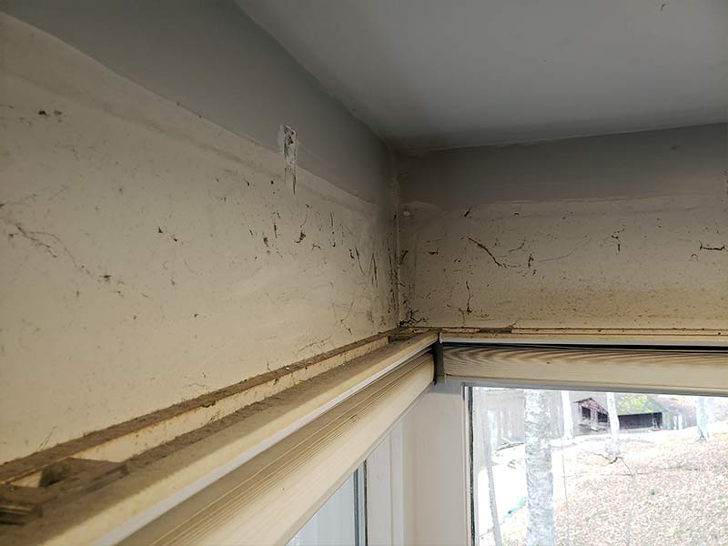 Fabric Covered Lambrequin Cornice Board Removal 7 Clean Up around windows wall repair