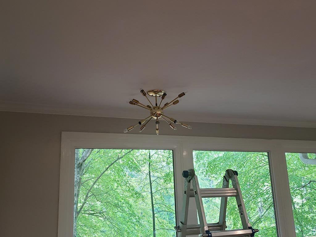 1950's Modern Sputnik Chandelier Brass installed not on