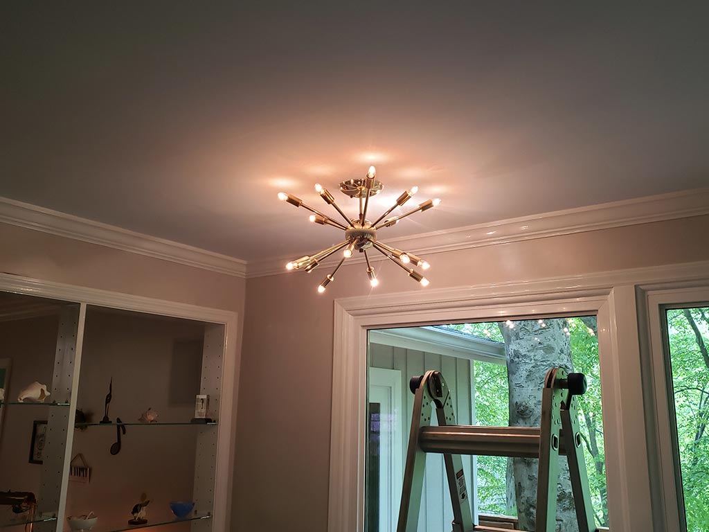 1950's Modern Sputnik Chandelier Brass installed turned On