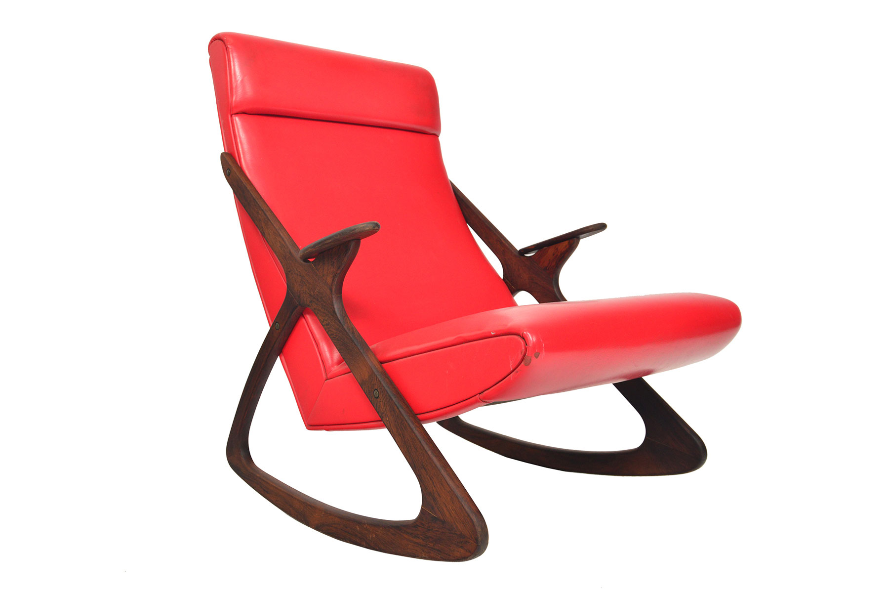 MCM Atomic rocking chair in RED leather