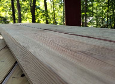 Finished deck step sanding