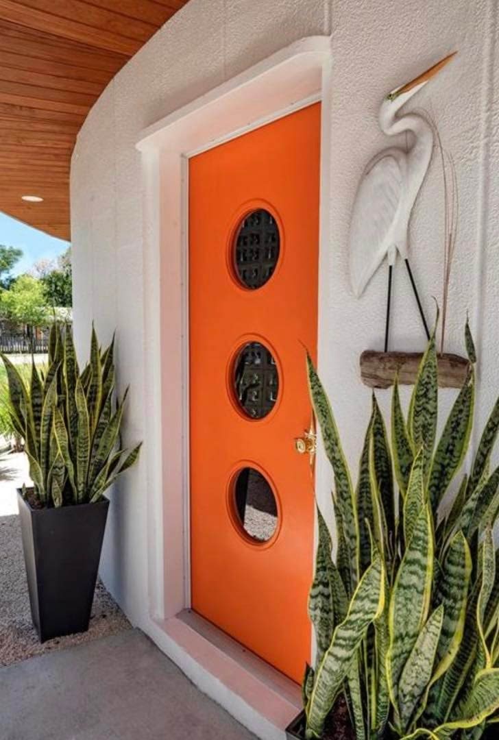 Mid-Century Modern front door orange