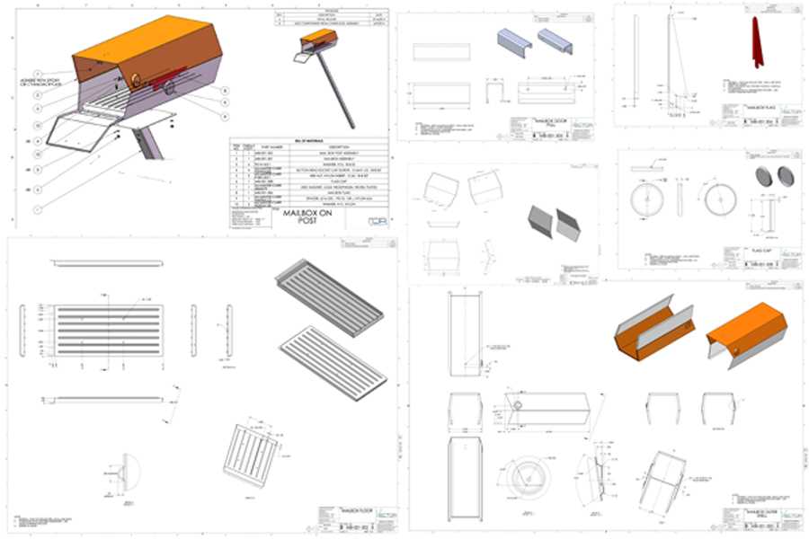Design schemaitcs of mid-century mailboxes