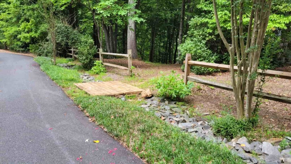 recycled deck boards to make a bridge