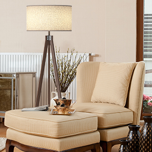 Mid-century styled living room with yellow chair