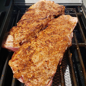 Searing a Ribeye steak on a searing burner