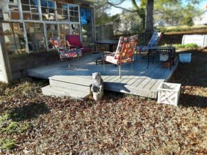 A relaxing outdoor deck with recycled composite deck boards